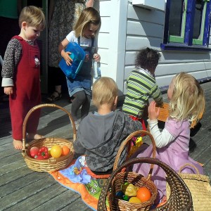 Enjoying the deck at Portobello Playcentre