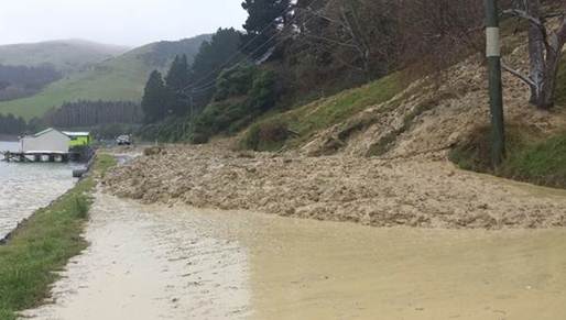 Harrington Point Road is closed due to slipping Slip